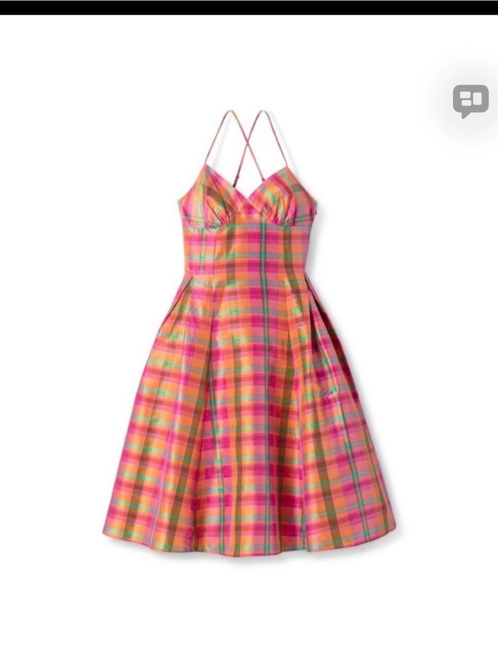Isaac Mizrahi Pink Orange Plaid Fit-and-Flare Midi Dress